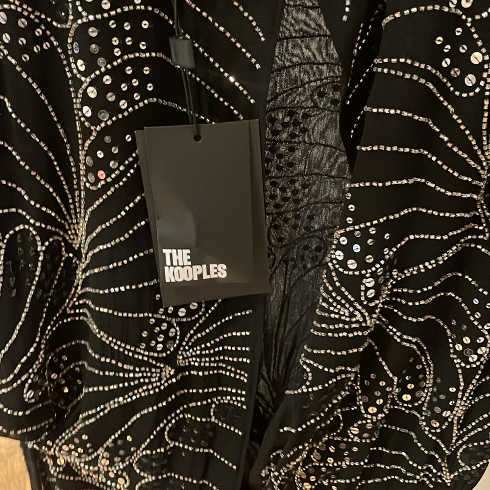 NWT The Kooples Black Sequin Mini Dress - Size 2 - Picture 6 of 14